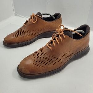 COLE HAAN MEN'S 2.ZEROGRAND LASER WINGTIP OXFORD SHOE SIZE 9.5M C25351 TAN/JAVA
